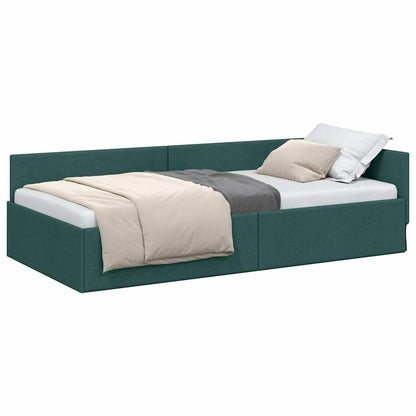 Cornice del letto ad angolo Verde scuro 90 x 200 cm - homemem39