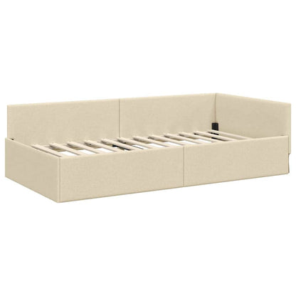 Cornice del letto ad angolo con testiera Crema 90 x 200 cm - homemem39