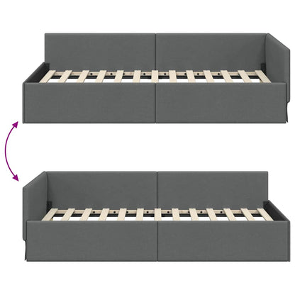 Cornice del letto ad angolo Grigio scuro 100 cm x 200 cm