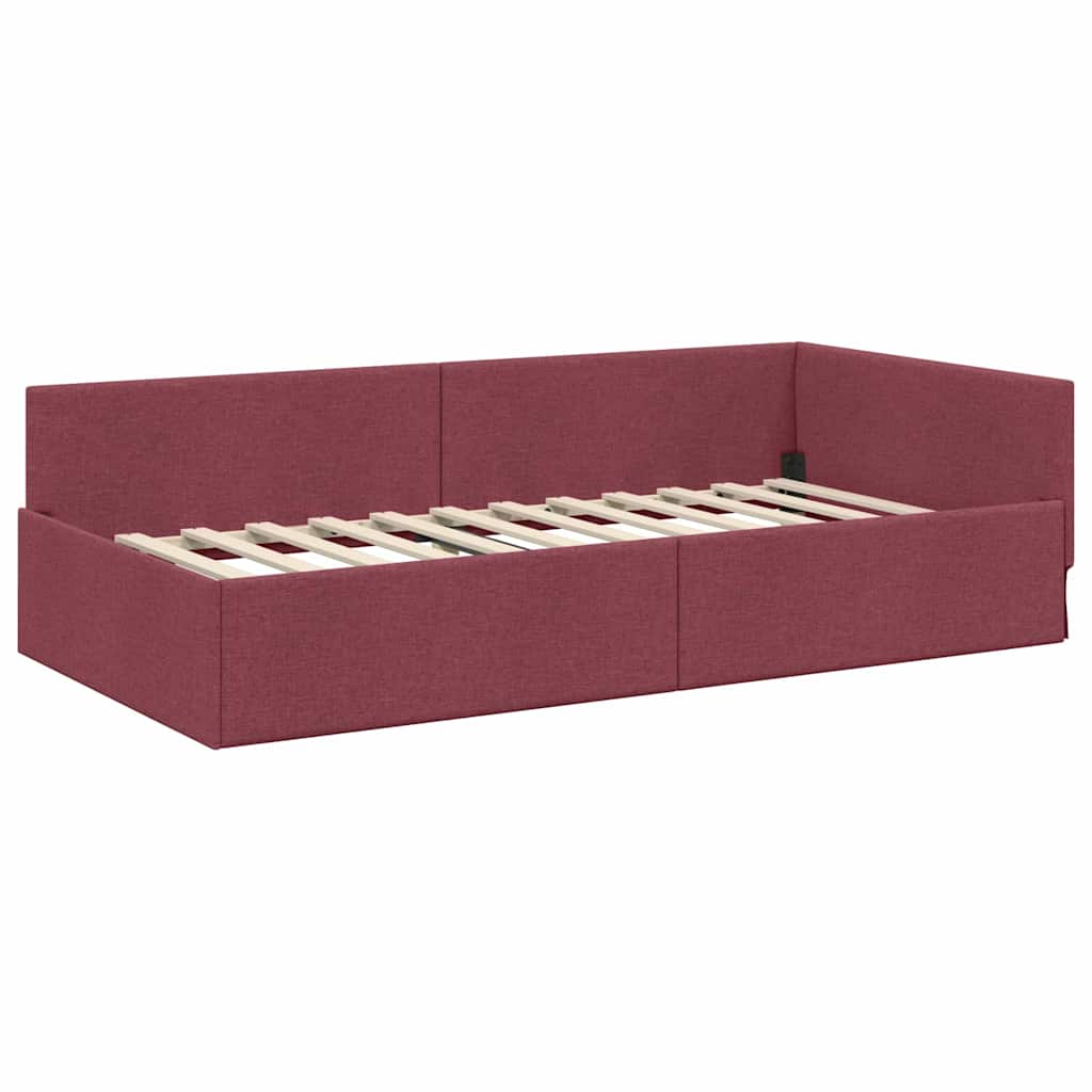 Cornice del letto ad angolo Rosso vino 100 x 200 cm - homemem39