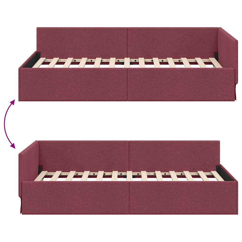 Cornice del letto ad angolo Rosso Vino 100 cm x 200 cm Velluto