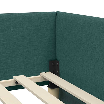 Cornice del letto ad angolo Verde Scuro 100 cm x 200 cm Velluto