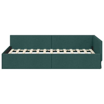 Cornice del letto ad angolo Verde Scuro 100 cm x 200 cm Velluto