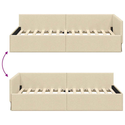 Cornice del letto ad angolo con testiera Crema 100 x 200 cm - homemem39