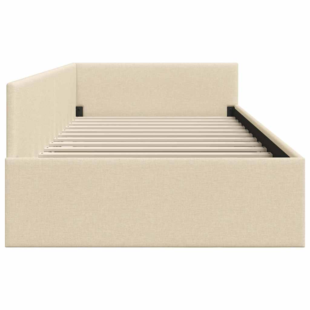 Cornice del letto ad angolo con testiera Crema 100 x 200 cm - homemem39