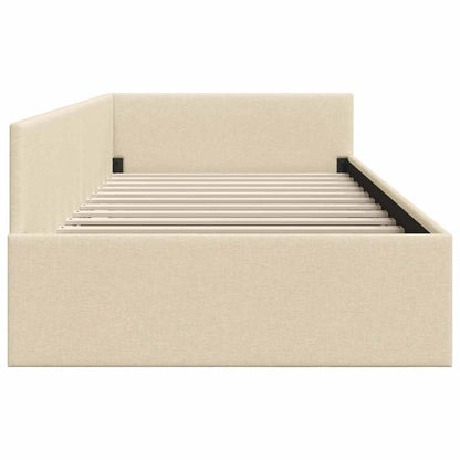 Cornice del letto ad angolo con testiera Crema 100 x 200 cm - homemem39