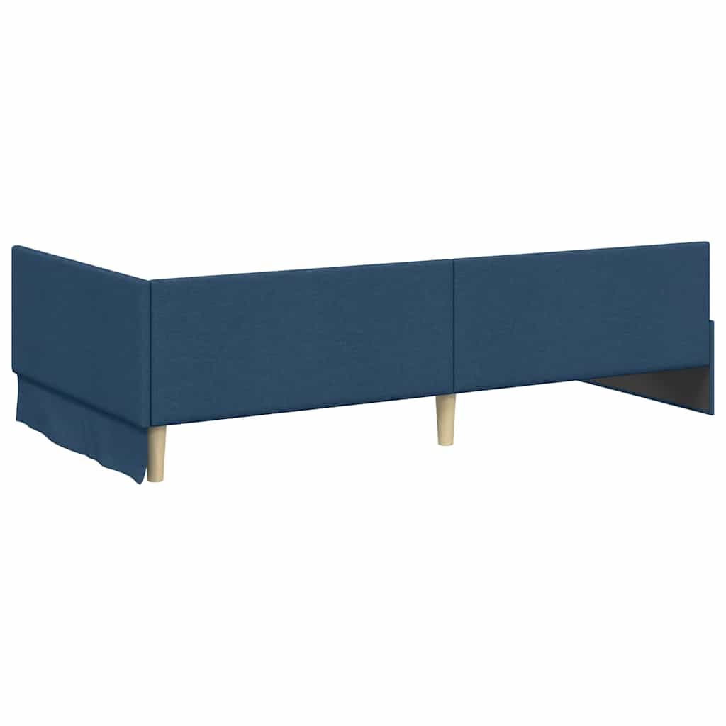 Cornice del letto ad angolo con testiera Blu 100 x 200 cm - homemem39