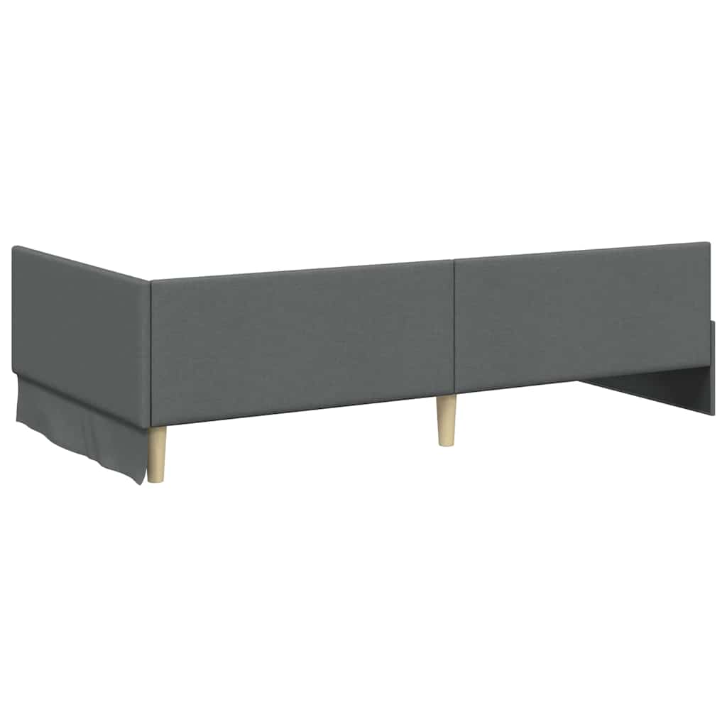 Cornice del letto ad angolo Grigio scuro 100 x 203 cm Tessuto | homemem39