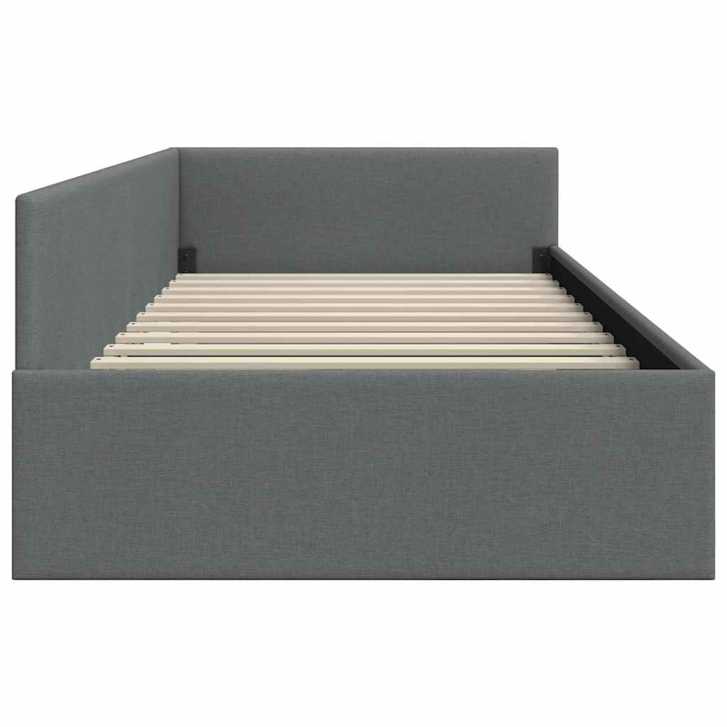 Cornice del letto ad angolo Grigio scuro 100 x 203 cm Tessuto | homemem39