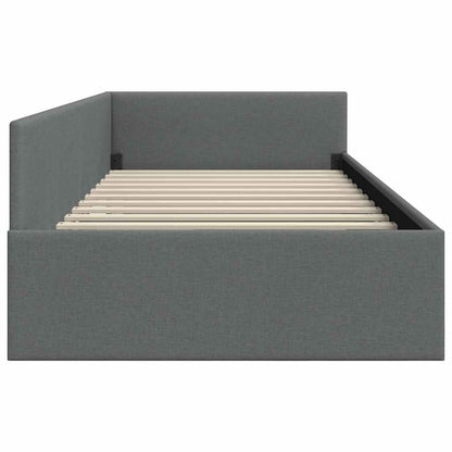 Cornice del letto ad angolo Grigio scuro 100 x 203 cm Tessuto | homemem39