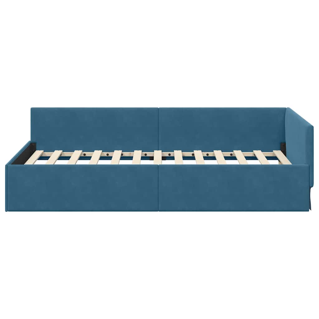 Cornice del letto ad angolo con testiera Blu 80 cm x 200 cm
