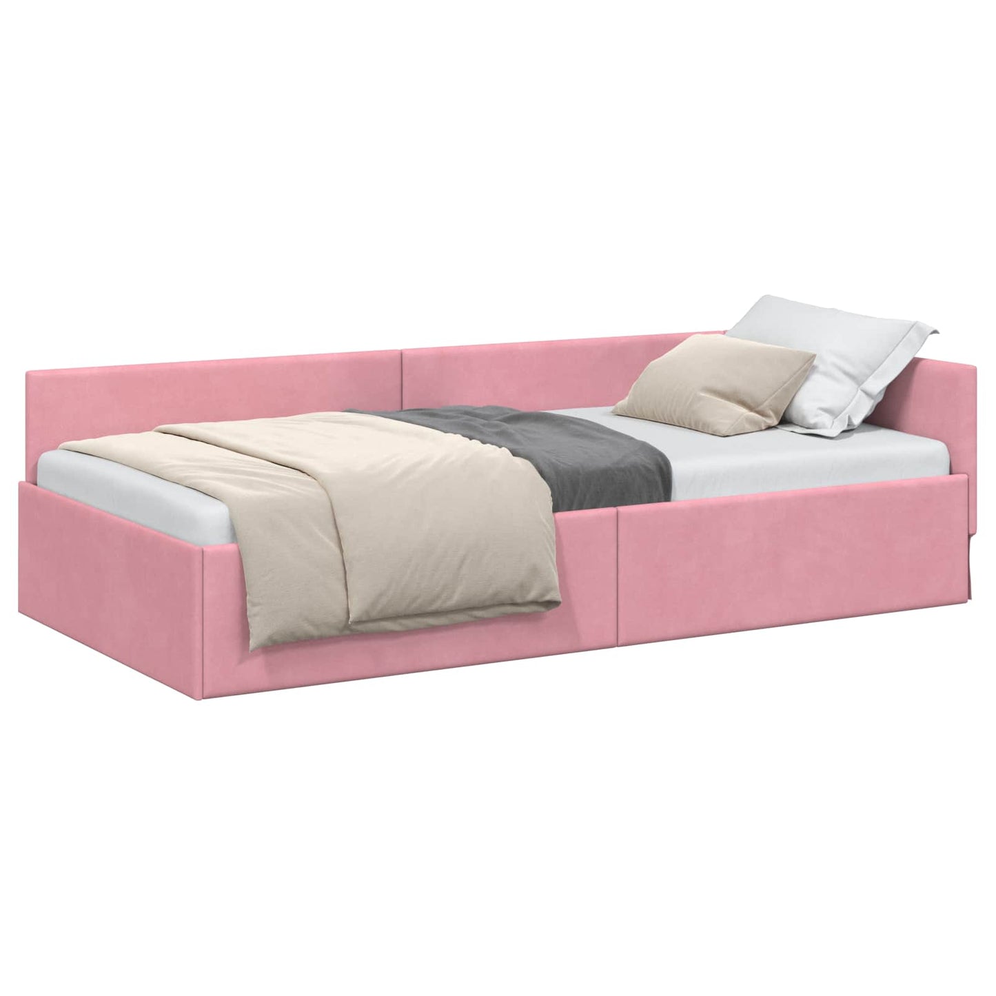 Cornice del letto ad angolo Rosa 80 cm x 200 cm Velluto | homemem39
