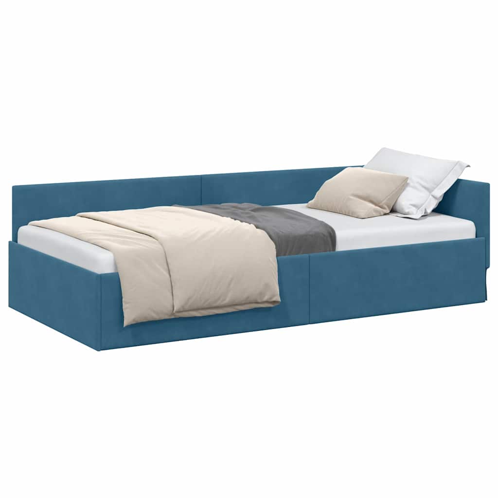 Cornice del letto ad angolo Altro con testiera Blu 90 x 190 cm - homemem39