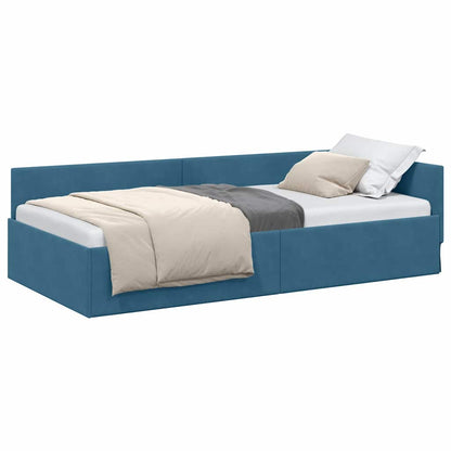 Cornice del letto ad angolo Altro con testiera Blu 90 x 190 cm - homemem39