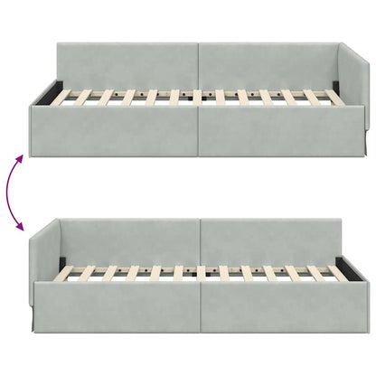 Cornice del letto ad angolo Altro Grigio chiaro 90 x 190 cm - homemem39