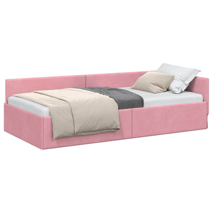 Cornice del letto ad angolo Rosa 90 cm x 190 cm Velluto | homemem39