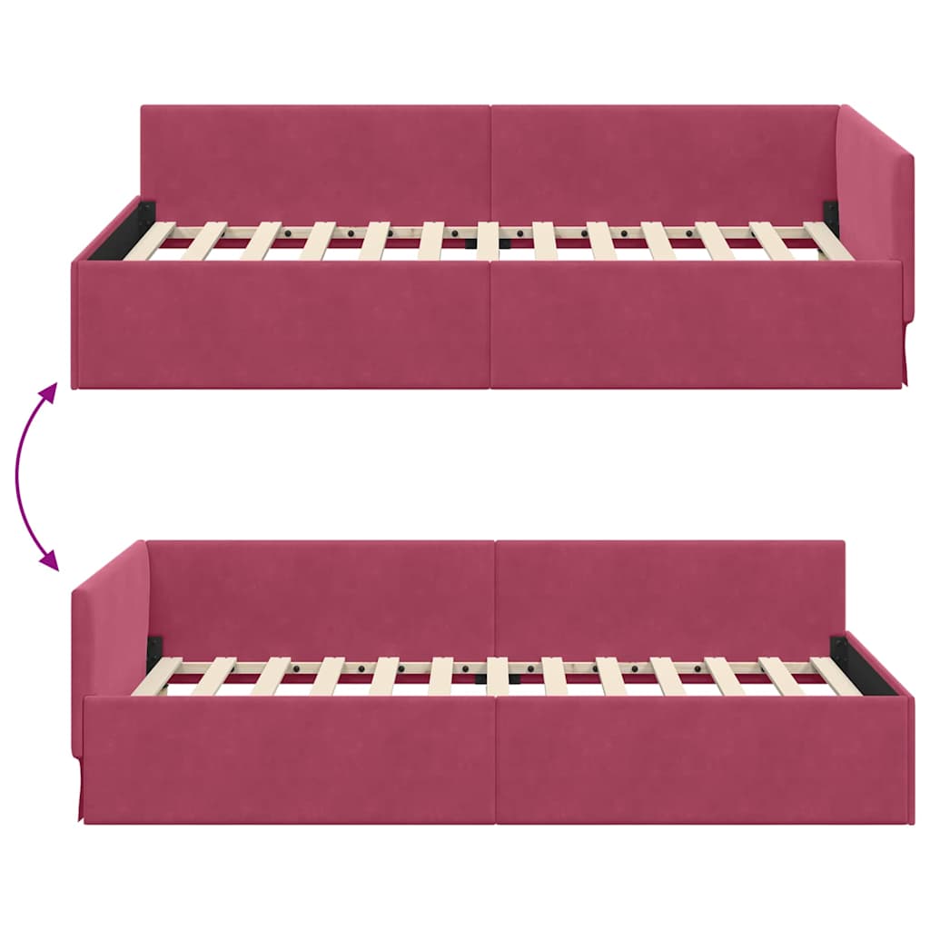 Cornice del letto ad angolo Rosso Vino 90 cm x 190 cm
