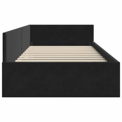 Cornice del letto ad angolo con testiera Nero 90 cm x 190 cm