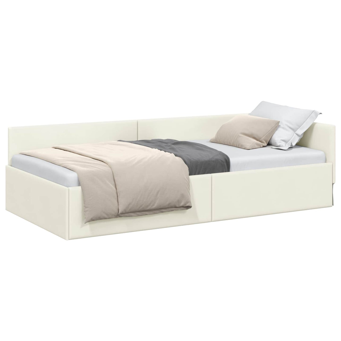 Cornice del letto ad angolo Crema 90 cm x 190 cm Velluto | homemem39