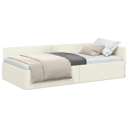 Cornice del letto ad angolo Crema 90 cm x 190 cm Velluto | homemem39
