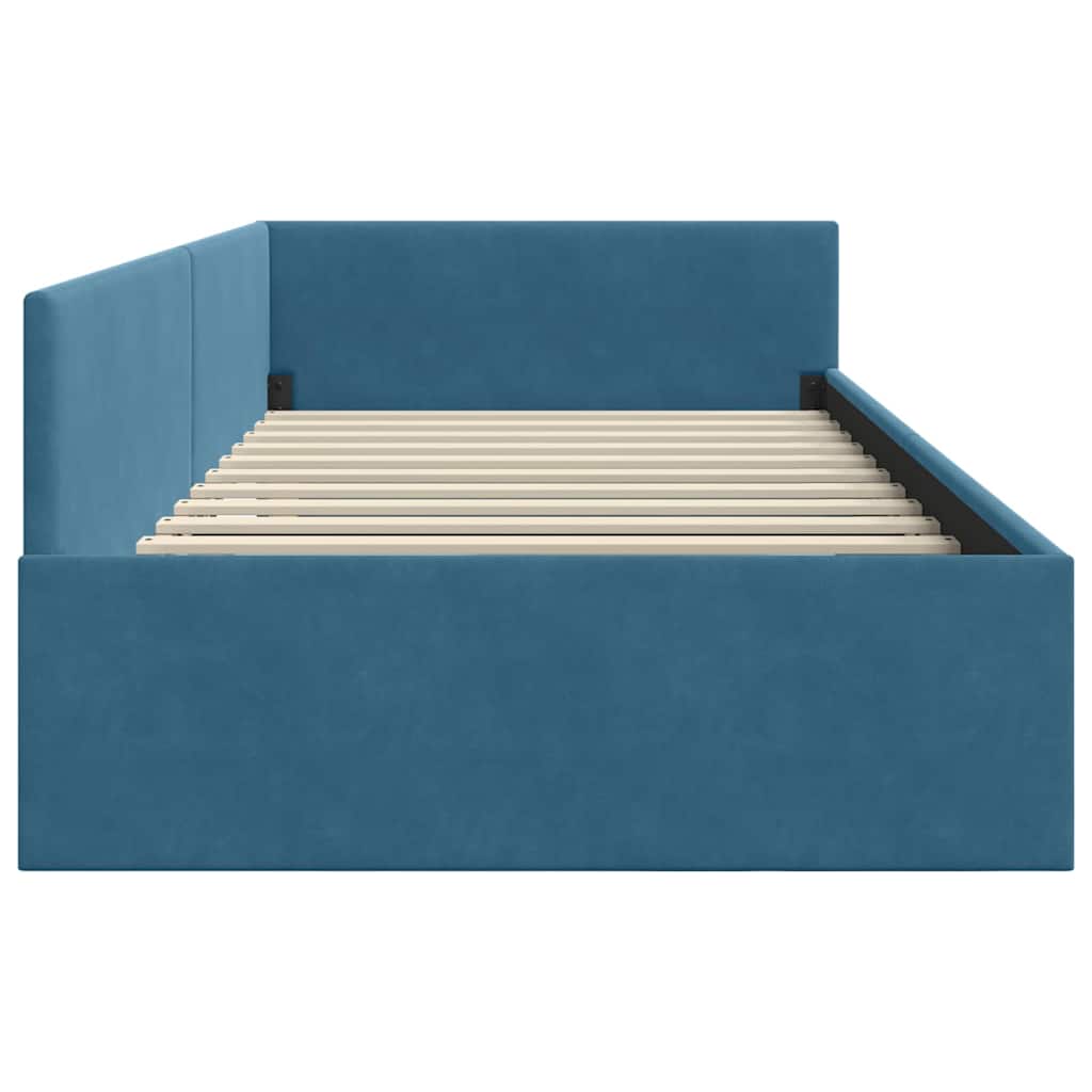 Cornice del letto ad angolo Altro con testiera Blu 90 x 200 cm - homemem39