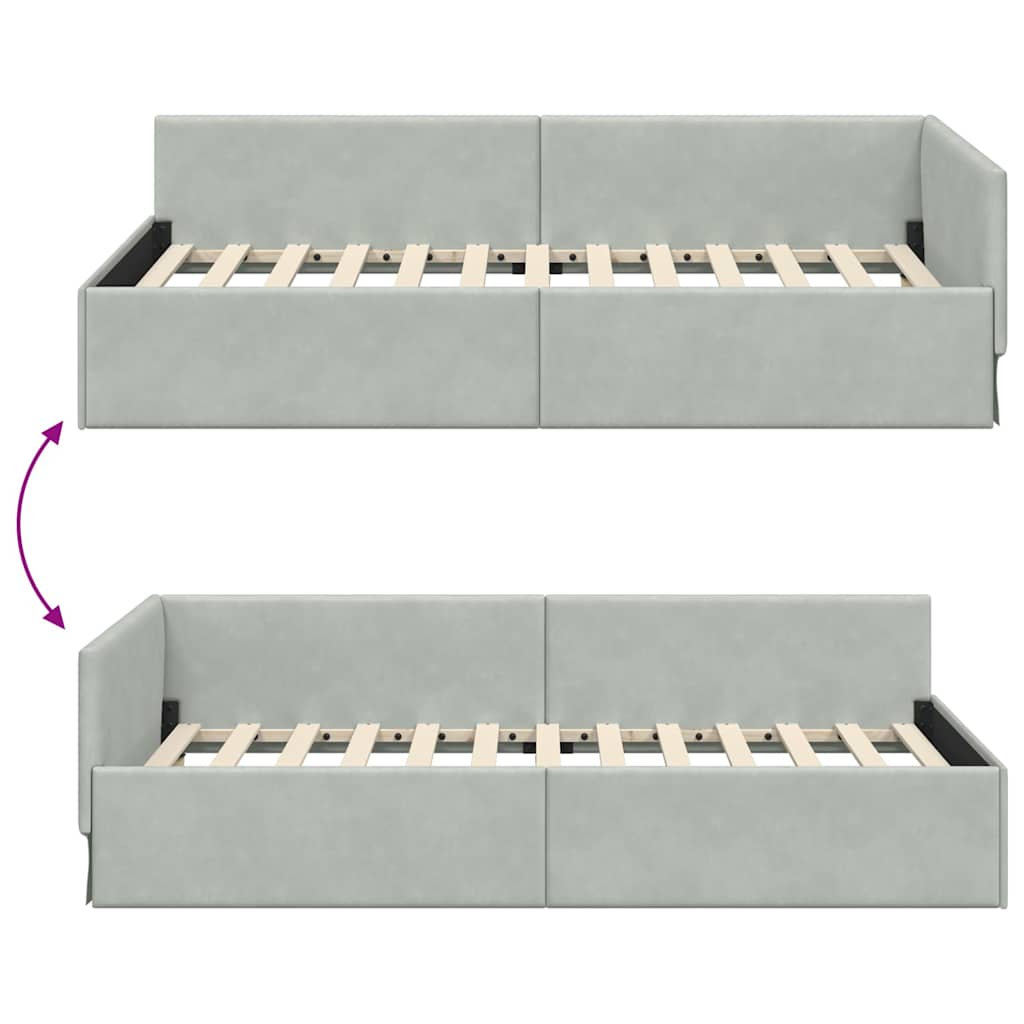 Cornice del letto ad angolo Altro Grigio chiaro 90 x 200 cm - homemem39