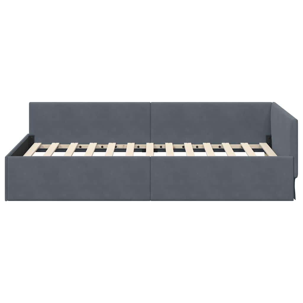 Cornice del letto ad angolo Grigio scuro 90 cm x 200 cm Velluto | homemem39