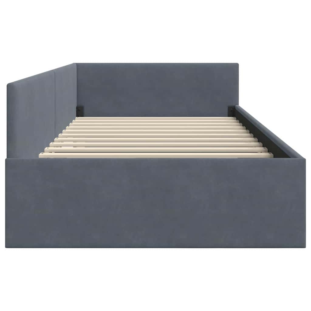 Cornice del letto ad angolo Grigio scuro 90 cm x 200 cm Velluto | homemem39