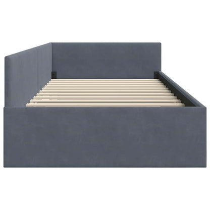 Cornice del letto ad angolo Grigio scuro 90 cm x 200 cm Velluto | homemem39