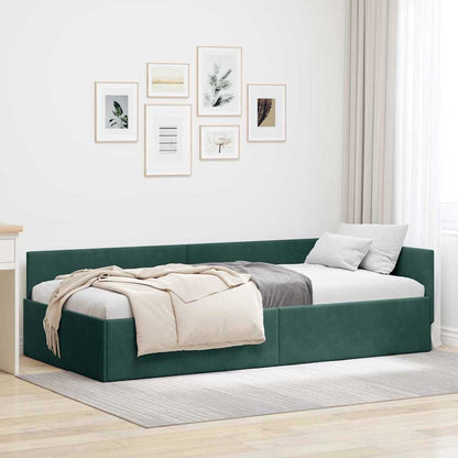 Cornice del letto ad angolo Verde Scuro 90 cm x 200 cm