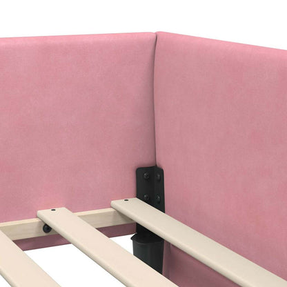 Cornice del letto ad angolo Rosa 90 cm x 200 cm Velluto | homemem39