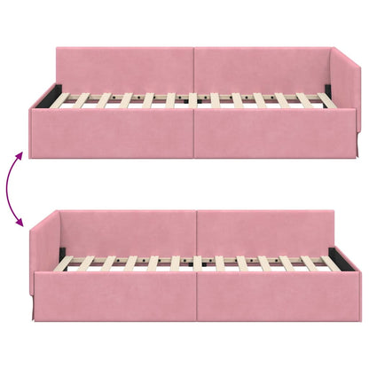 Cornice del letto ad angolo Rosa 90 cm x 200 cm Velluto | homemem39