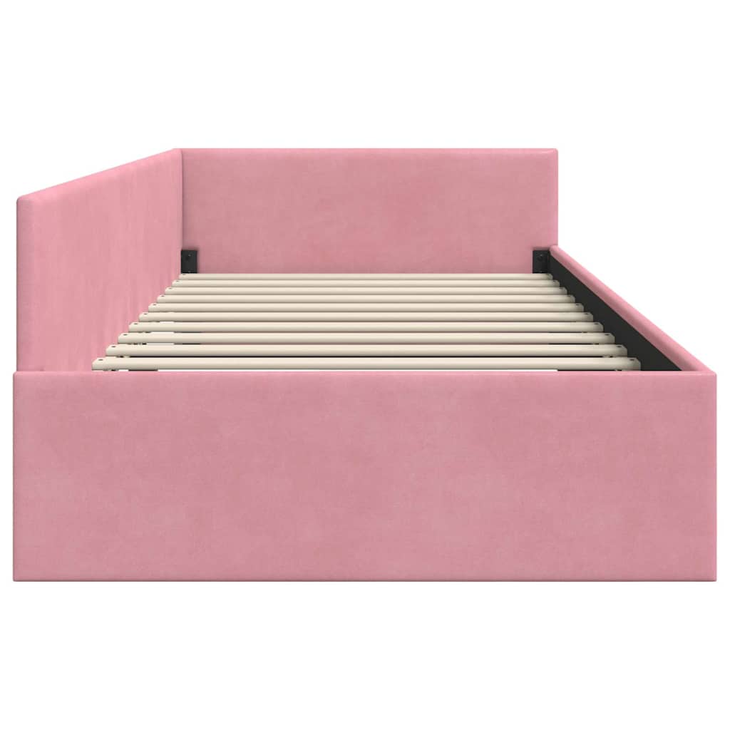Cornice del letto ad angolo Rosa 90 cm x 200 cm Velluto | homemem39