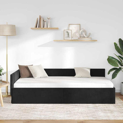 Cornice del letto ad angolo Altro con testiera Nero 90 x 200 cm - homemem39