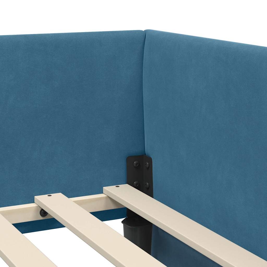 Cornice del letto ad angolo Altro con testiera Blu 100 x 200 cm - homemem39