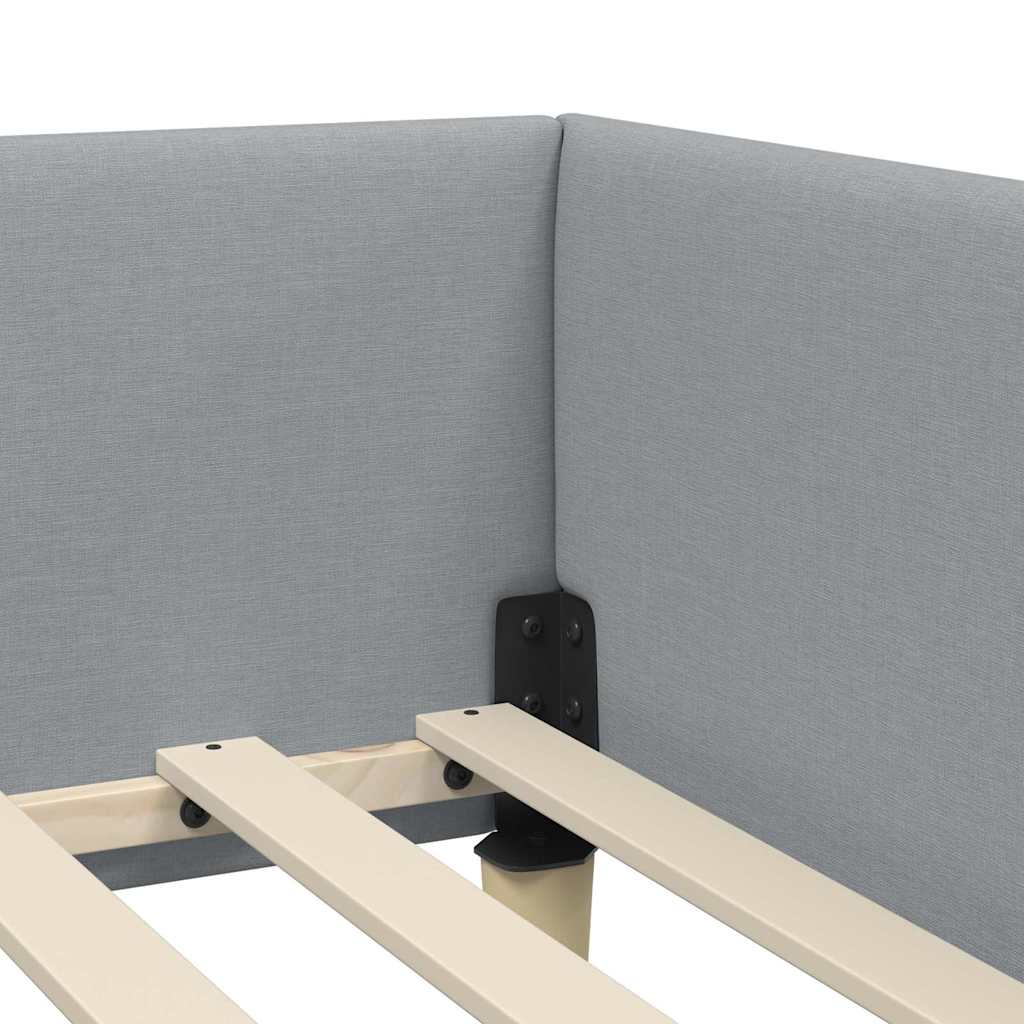 Cornice del letto ad angolo Grigio chiaro 80 x 200 cm Tessuto - homemem39