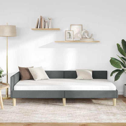 Cornice del letto ad angolo Grigio scuro 80 x 200 cm Tessuto - homemem39