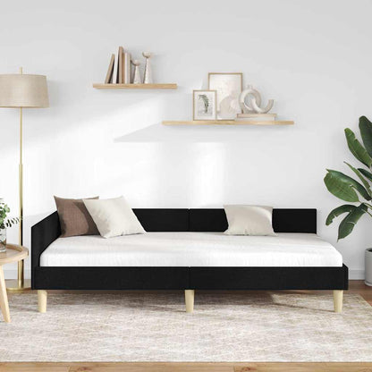 Cornice del letto ad angolo Nero 80 x 200 cm Tessuto - homemem39