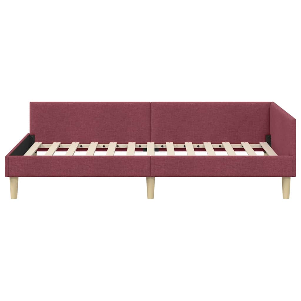 Cornice del letto ad angolo Rosso Vino 80 x 200 cm Tessuto