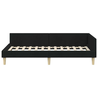 Cornice del letto ad angolo Nero 90 x 190 cm Tessuto