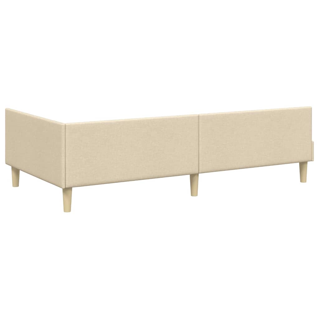 Cornice del letto ad angolo Crema 90 x 190 cm Tessuto - homemem39