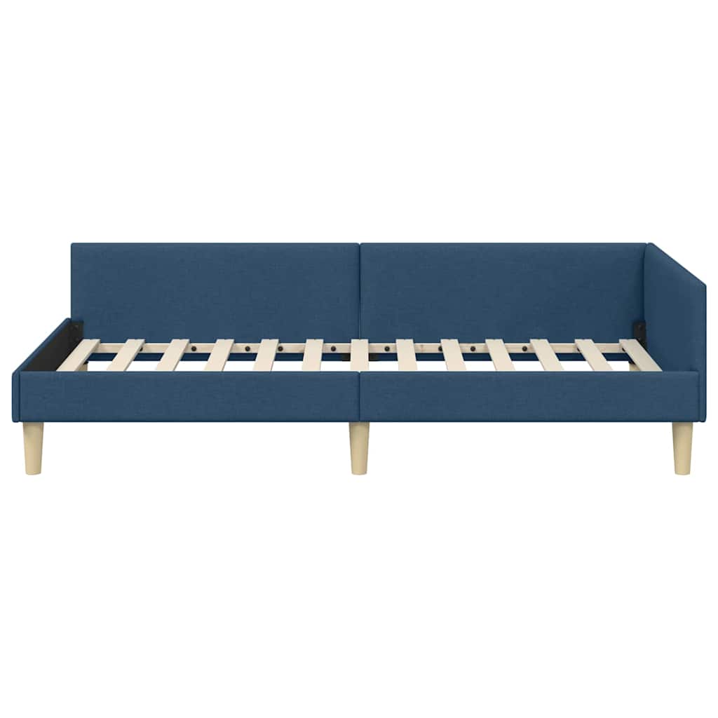 Cornice del letto ad angolo Blu 90 x 190 cm Tessuto - homemem39