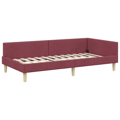 Cornice del letto ad angolo Rosso Vino 90 x 200 cm Tessuto - homemem39