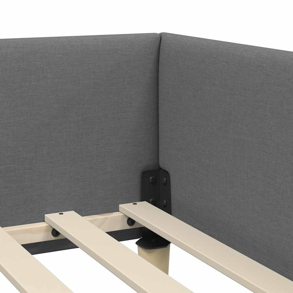 Cornice del letto ad angolo Grigio scuro 100 x 200 cm Tessuto - homemem39