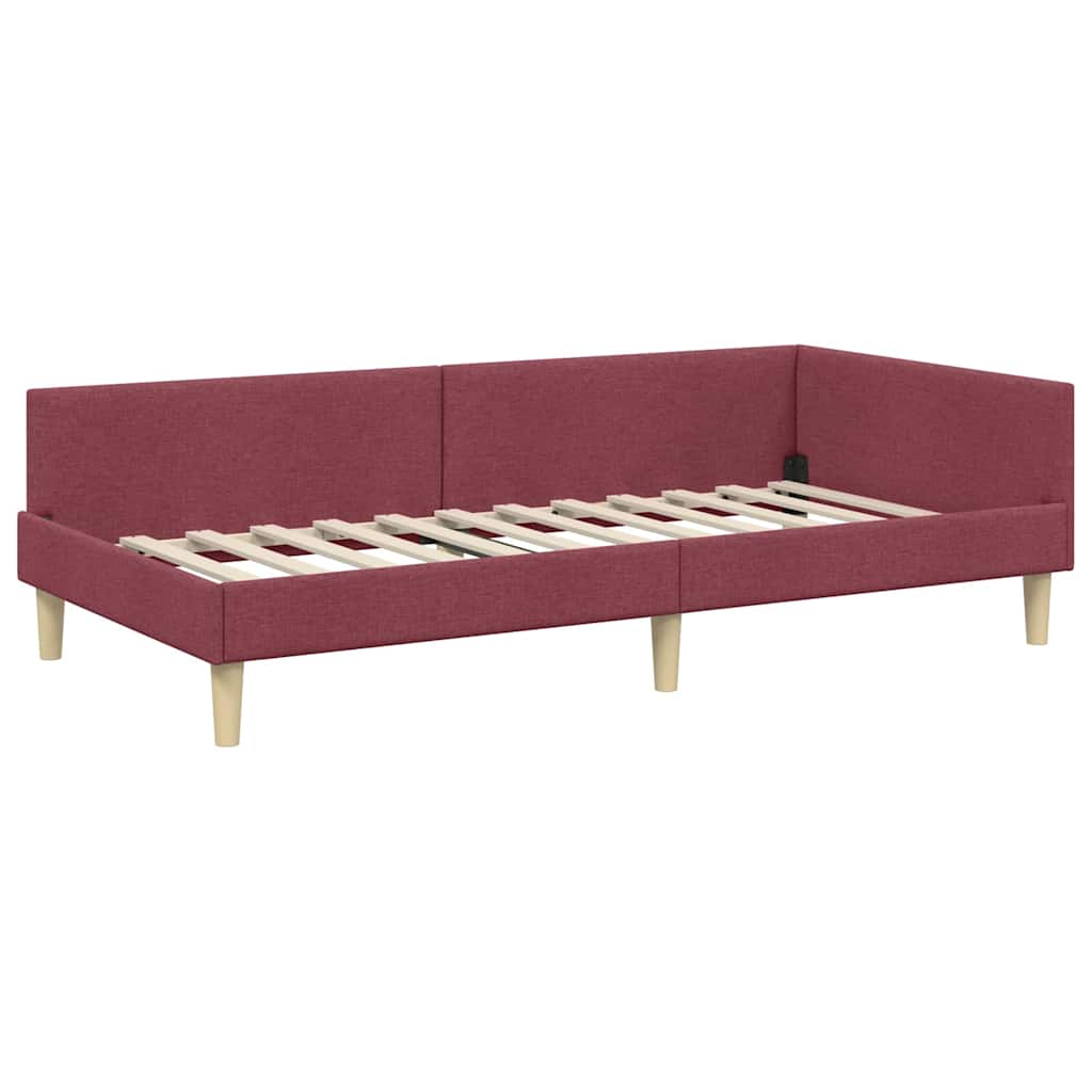Cornice del letto ad angolo Rosso Vino 100 x 200 cm Tessuto