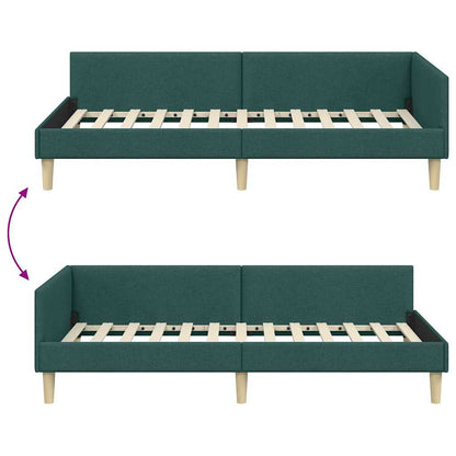 Cornice del letto ad angolo Verde Scuro 100 x 200 cm Tessuto | homemem39