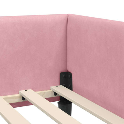 Cornice del letto ad angolo Rosa 90 cm x 190 cm Velluto | homemem39