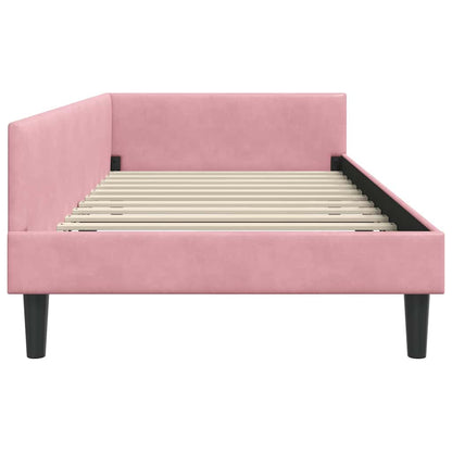 Cornice del letto ad angolo Rosa 90 cm x 190 cm Velluto | homemem39