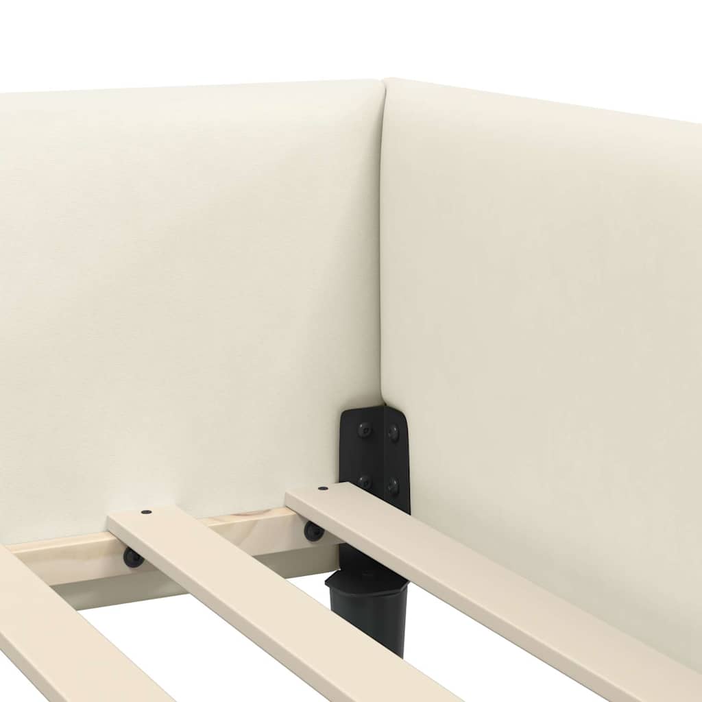 Cornice del letto ad angolo Crema 90 cm x 190 cm Velluto | homemem39