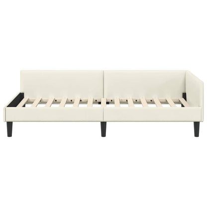 Cornice del letto ad angolo Crema 90 cm x 190 cm Velluto | homemem39